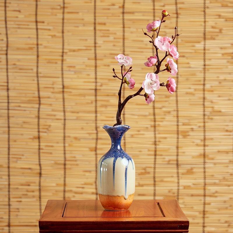 Houseeker Искусственные сливы Вишни Шелковые Флоры Сакура Цветы Ветки Домашний стол Декор в гостиную Diy Праздничные свадебные украшения