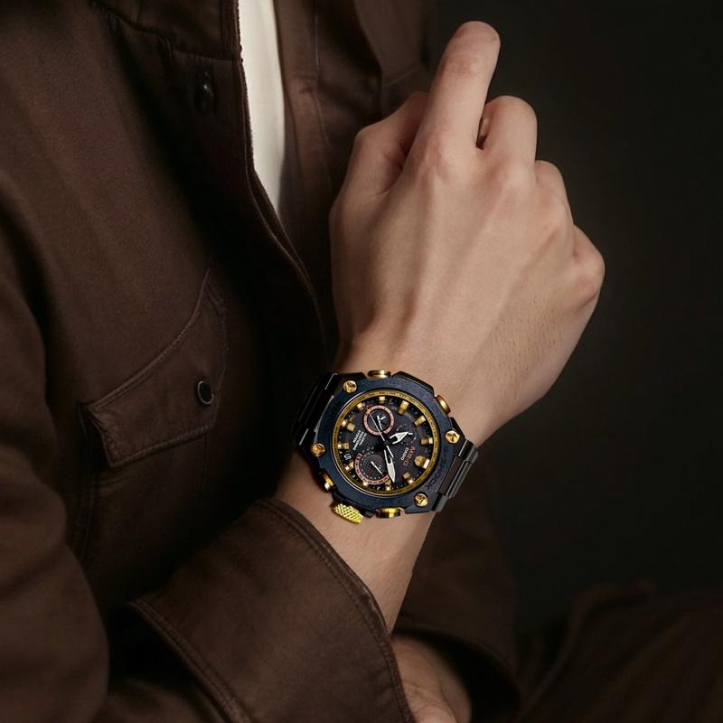 Casio Серия MR-G водонепроницаемость 200 метров механический механизм титановый ремешок японские и корейские часы мужские часы черный циферблат MRG-G1000RT-1ER