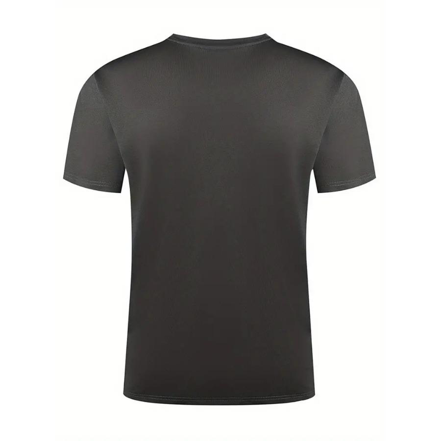 USA Print Short Sleeve T-Shirt For Male, Comfy Elastic Crew Neck Top, Men's Clothing For Summer Daily Wear & Workout