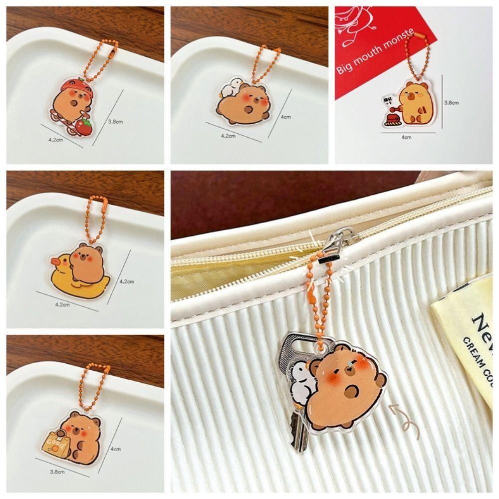 Cute Kapibara Bag Hanging Acrylic Capibara Pendant Kawaii Capybara Acrylic Keychain  Kids