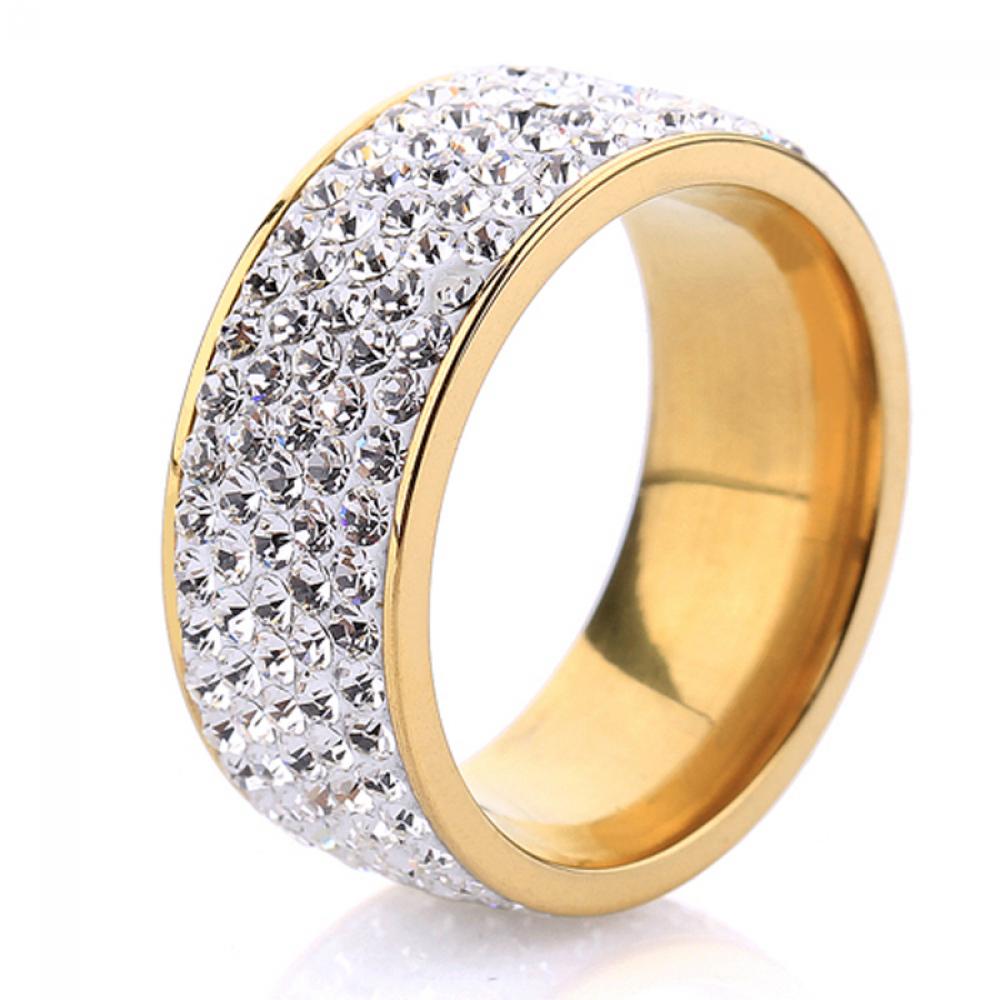 Fashion Women/Men Jewelry Unisex Full Filled Zircon Stainless Steel Band Ring Weddig