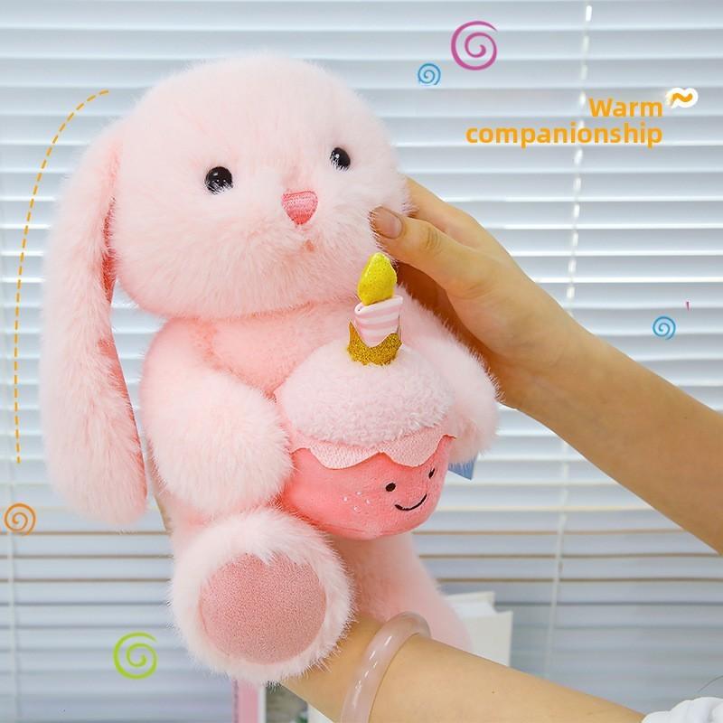 Adorable Rabbit Stuffed Animal With Holding A Cake Design For Kids Play And Snuggling