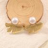 INS French style fashion personalized new earrings, temperament fan-shaped pearl ball wearing women's earrings earrings
