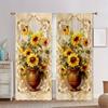 Шторы с принтом в виде подсолнуха и золотой вазы, карманное оформление окна для спальни, офиса, кухни, гостиной, домашнего декора, для девочек, 2 шт.
