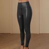 Sexy Women Faux Leather Pants Zipper Open Crotch Skinny Tummy Control Butt-lifted Matte Soft Breathable Exotic Bodycon Trousers Party Nightclub