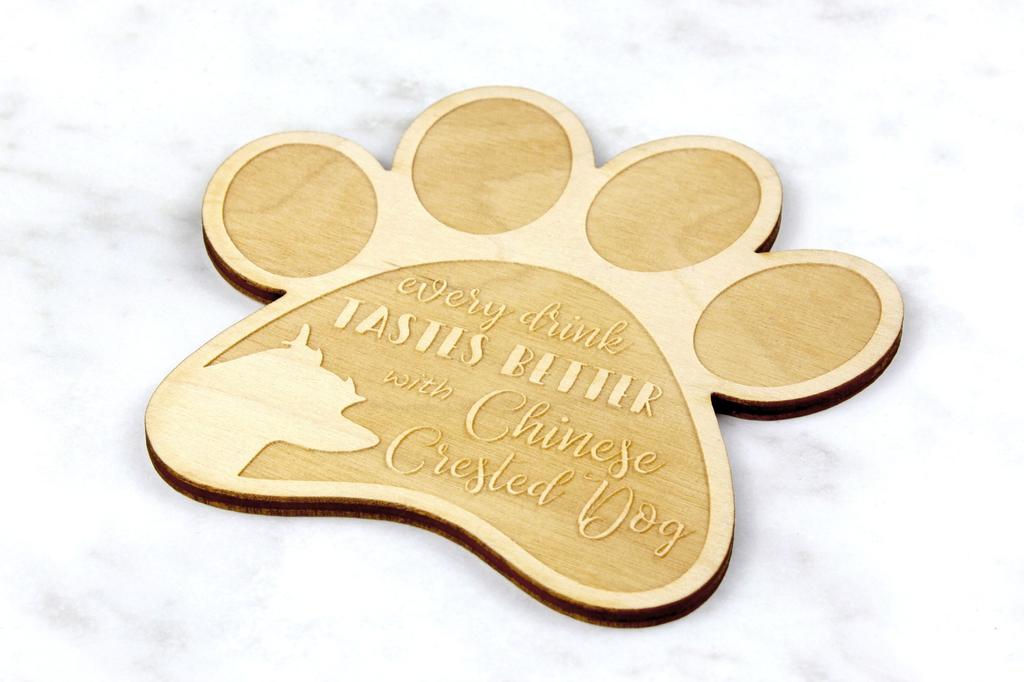 Chinese Crested Dog, Puff – Mug coaster, engraved coaster with dog | Art-Dog