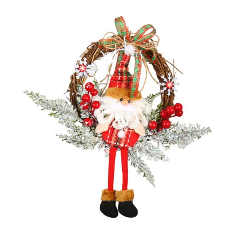 Рождественский венок Безликий старик Декор для подвешивания на дверь Подвесная гирлянда для Рождества Нового года Рождественское украшение 46см 35см
