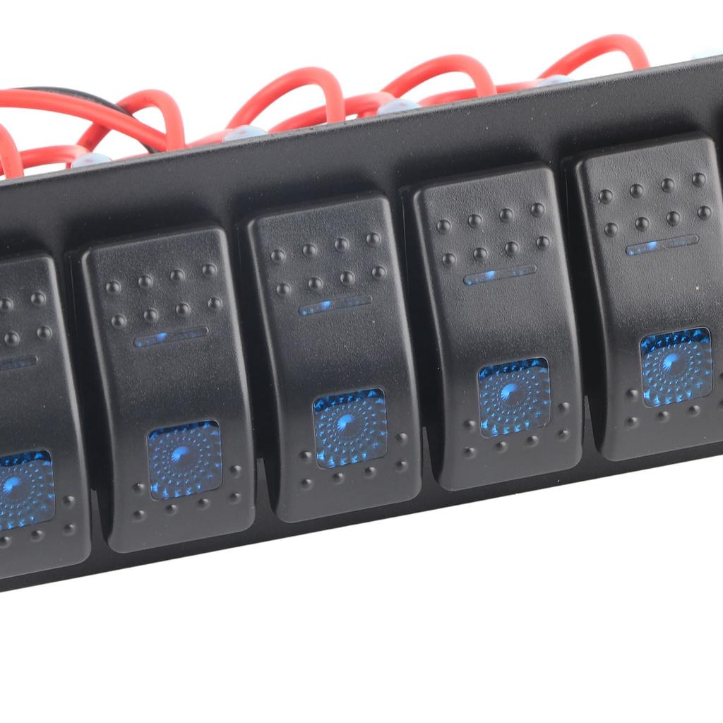 6 Gang Rocker Panel LED Backlit On Off Waterproof Circuit for Car RV Bus Marine Boat ATV UTV