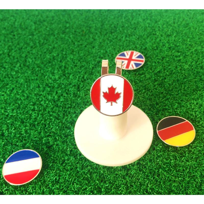 1pc New Golf Ball Marker German British French Canadian National Flag Hat Clip Assorted Pattern Soft Enamel Technique For Golfer 5