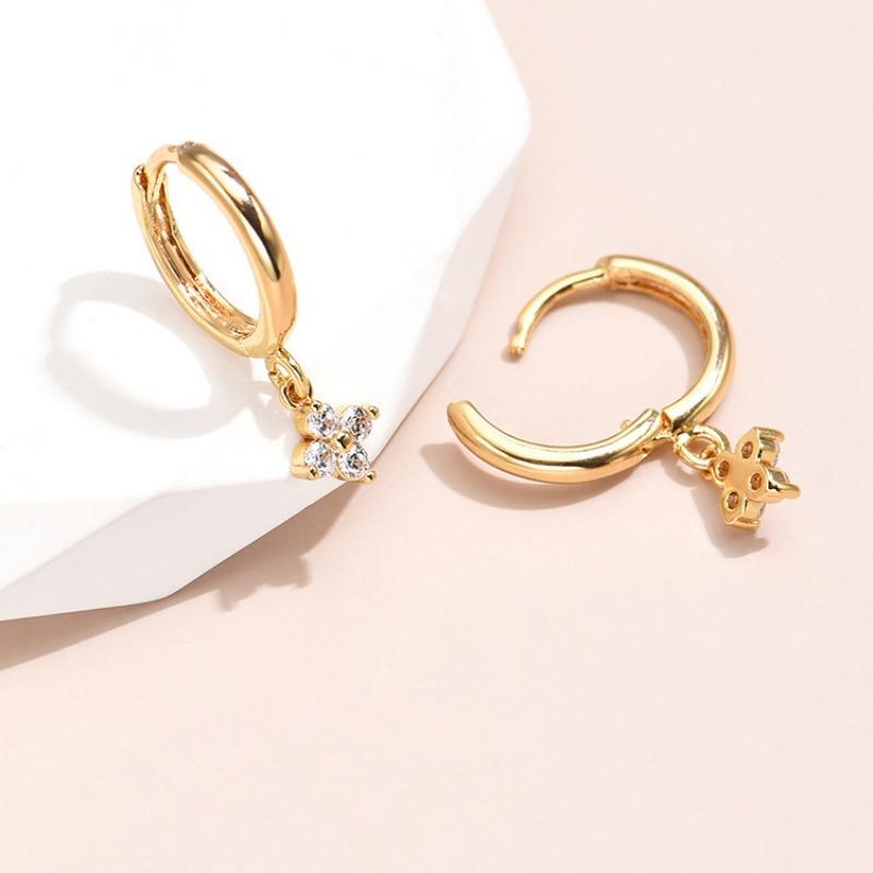 Сладкая Мода Индивидуальность Простые Женские Медные Серьги-Пряжки для Ушей с Подвеской в Виде Цветка