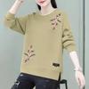 Spring Autumn Round Neck Women's Clothing Pullover Lantern Long Sleeve Hoodies Casual Elegant Office Lady Plant Flowers Tops