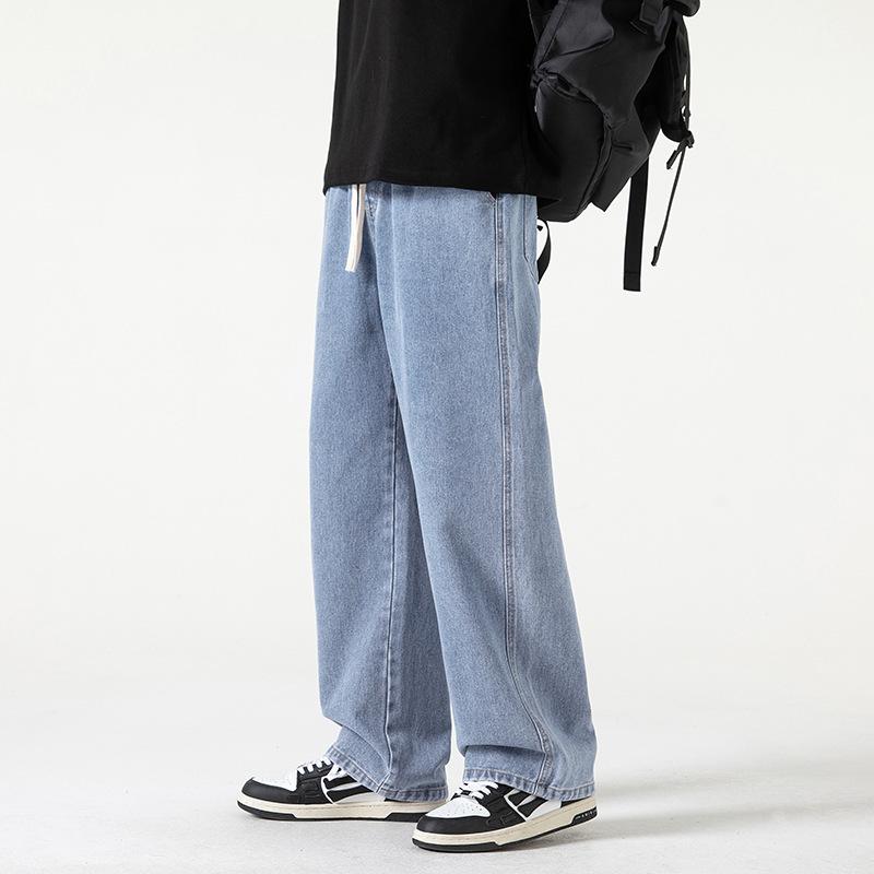Мужские джинсы с широкими штанинами 2024 Y2K Мешковатые свободные джинсовые брюки Уличные брюки в стиле хип-хоп Винтажные джоггеры Спортивные брюки Джинсы на шнурке для мужчин Спортивные штаны