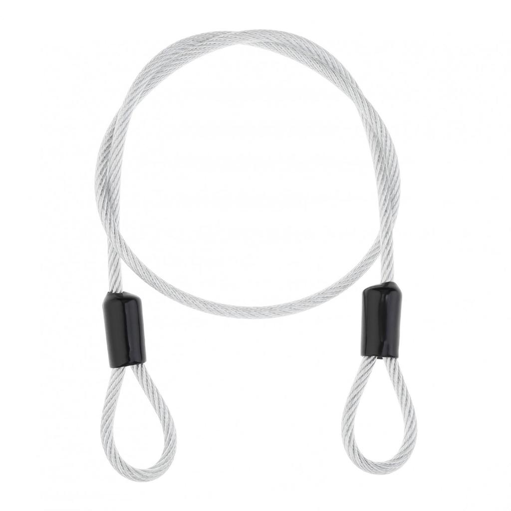 4 mm 60 cm PVC Shell Galvanized Bike Lock Cable for Bicycles / Luggage / Bag with Double Loops Portable Cable Lock 4