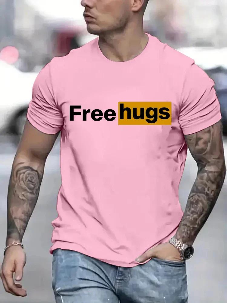 Повседневные мужские футболки Free Love Printed Летняя футболка с круглым вырезом для мужчин, одежда с коротким рукавом, футболка, забавная уличная футболка