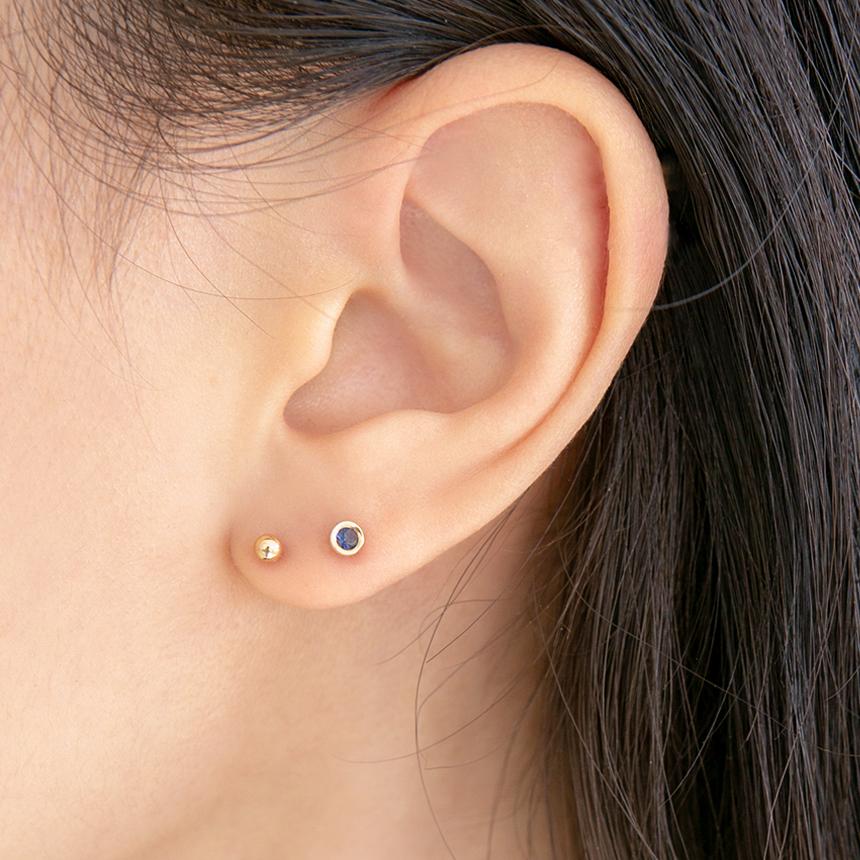 Пирсинг Lunne 14K с синим кубическим цирконием (14-каратное золото) (Толщина стержня 1 мм) #Pib02