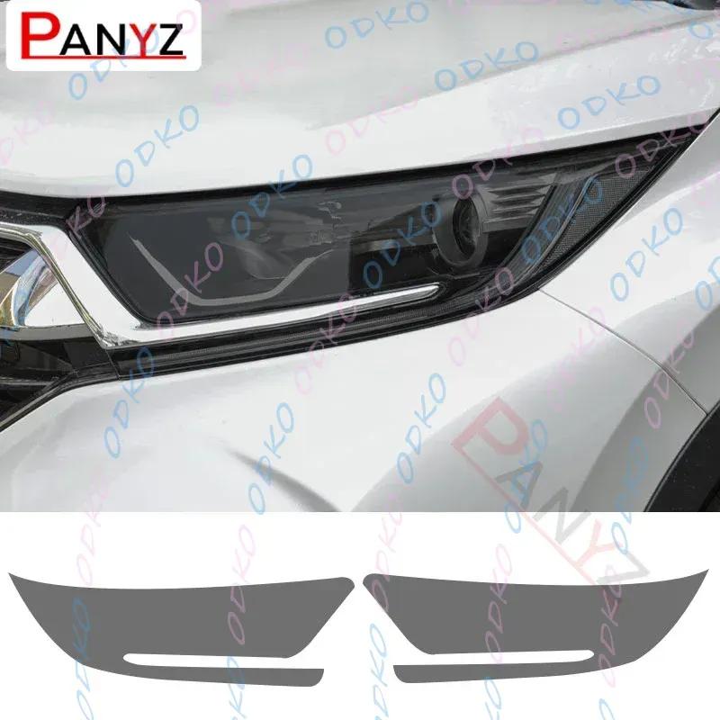2Pcs Car Headlights Protective Film Front Light Transparent Smoked Black TPU Sticker For Honda CRV 2017-ON Accessories