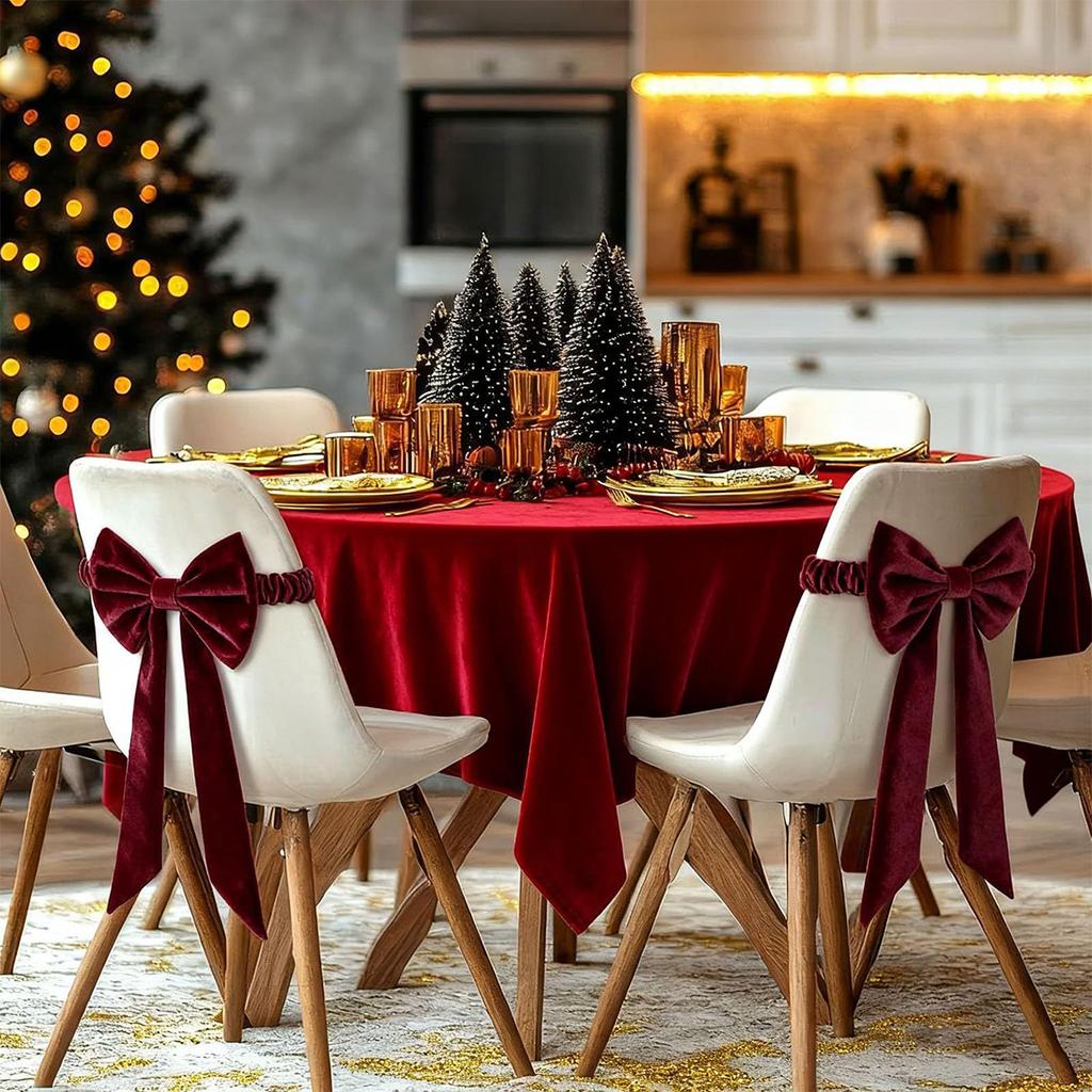 Burgundy Velvet Chair Sashes For Christmas Day Decorations Soft And Elegant Christmas Burgundy Velvet Chair Sashes