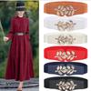 Female Fashion Elastic Thin Waist Cinch Belt Vintage Leaf Versatile Waistband Belt for Dress