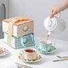Креативный набор из кофейной чашки и блюдца Ins Style, керамический узор с тюльпанами, кружка для завтрака, молока, послеобеденного чая, подарок для влюбленных пар Tazas