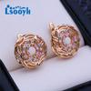 LSOOYH серьги-клипсы цвета розового золота, модные серьги для женщин, разноцветные полые серьги-гвоздики с бабочкой и кубическим цирконием, ювелирные изделия
