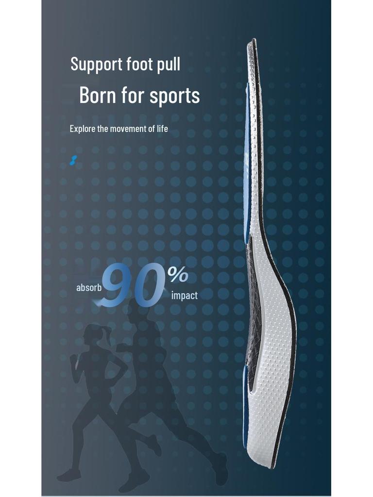 High Elastic Sports Insole: Shock Absorption, Sweat & Odor Control, Breathable, Arch Support for Badminton, Basketball, Running, and Casual Wear.
