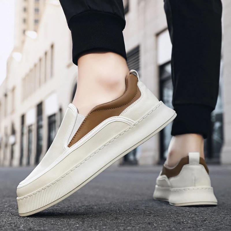 Модные новые мужские вулканизированные туфли, роскошные прогулочные туфли для мужчин, дышащие, удобные, для вождения, деловые, повседневные туфли Zapatillas De Hombre