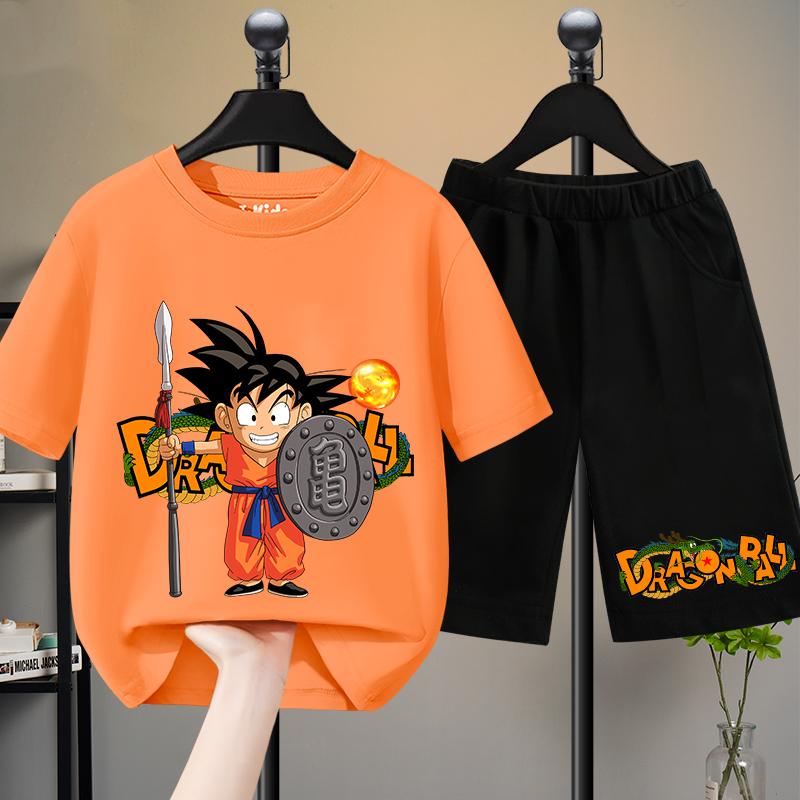 Костюмы Dragon Ball Летние Спортивные Повседневные Топы Комплекты из Штанов Детские Милые Мультяшные аниме гоку Пижамы