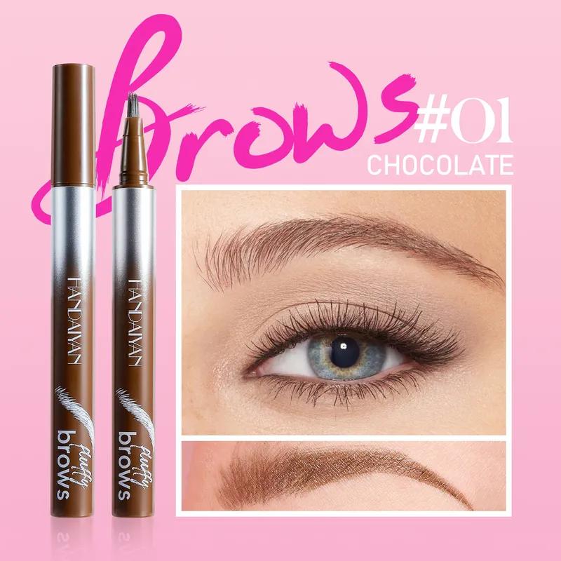 Квадратная кисть Wild Liquid Eyebrow Pen Натуральная водостойкая стойкая 4D ручка для татуажа бровей, похожая на волоски Жидкая бровь Корейский макияж