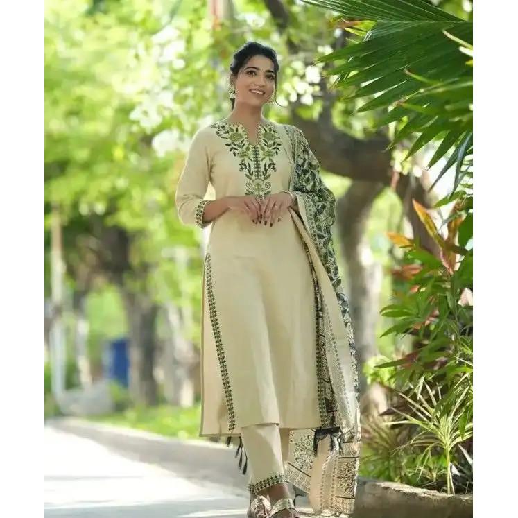 Хлопковый комплект Kurti с брюками и Dupatta, индийский Болливуд, этнический Salwar Kameez