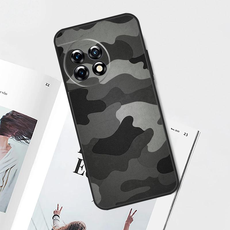 Black Night Camo Camouflage For OnePlus 12 11 9 10 Pro 8T 9RT 10T 10R 12R OnePlus Nord 3 2T CE 2 Lite N10 N20 N200 Case