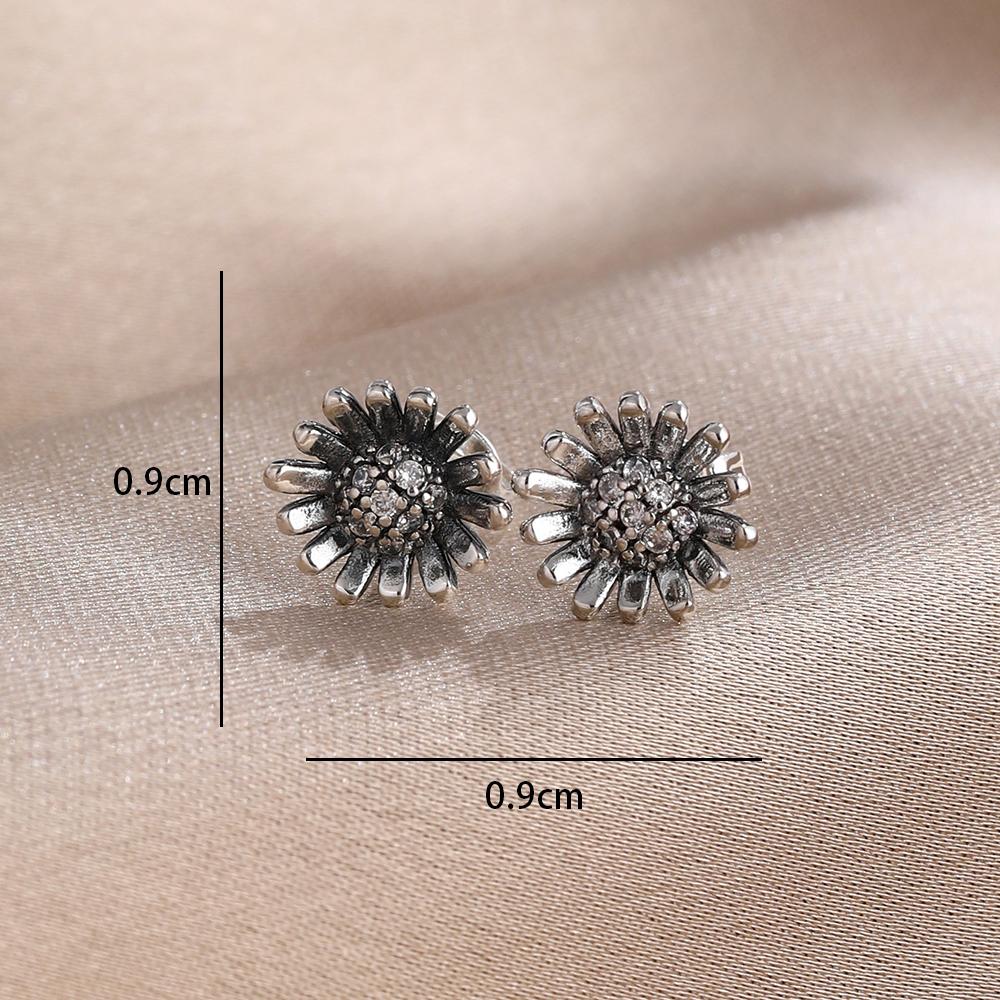 925 Silver Stud Earrings Set Circle/Zircon/Pearl/Daisy/Teardrop/Soccer Design Multi-Style Vintage Jewelry for Women