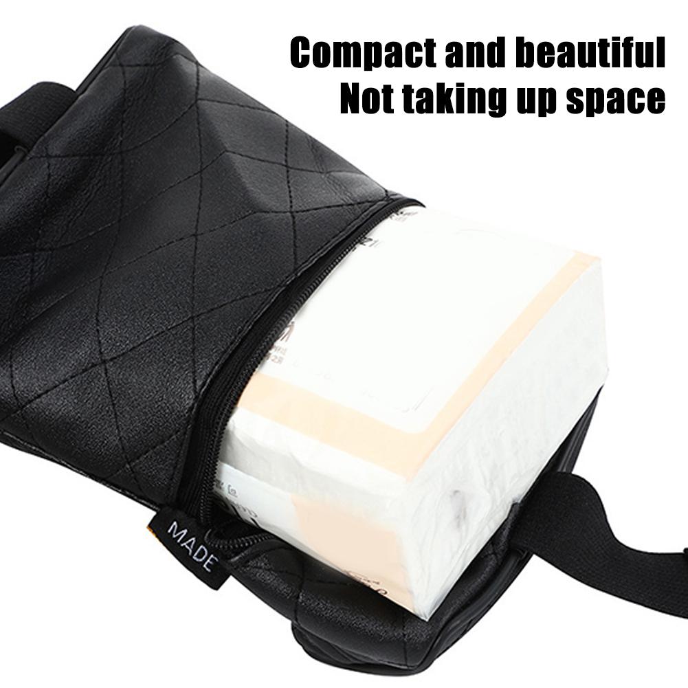 Car Seat Back Checkered Leather Checkered Leather Hanging Storage Auto Decoration Organizer Tissue Case Supplies S8N0