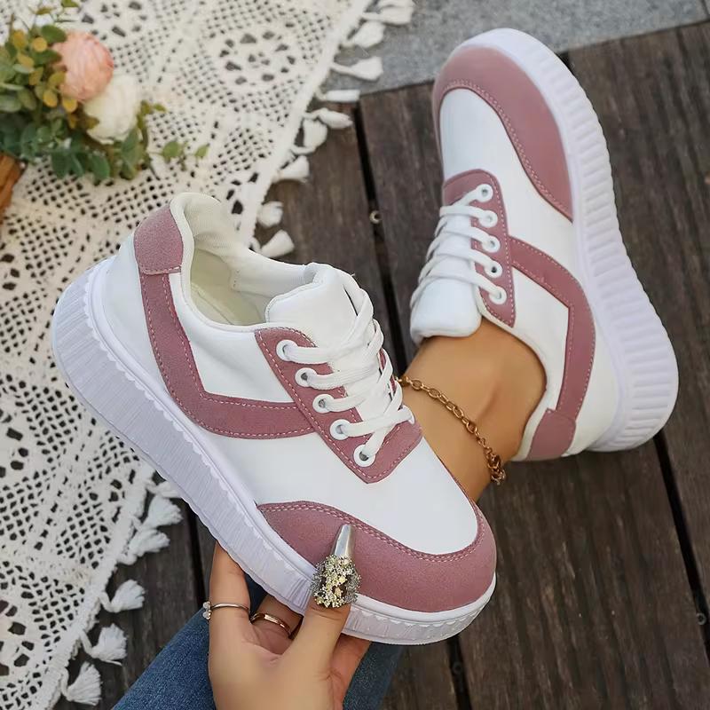 Новые износостойкие повседневные кроссовки с круглым носком и плоским дном для прогулок на весну и лето с толстой подошвой и повышенным комфортом из вулканизированной стали