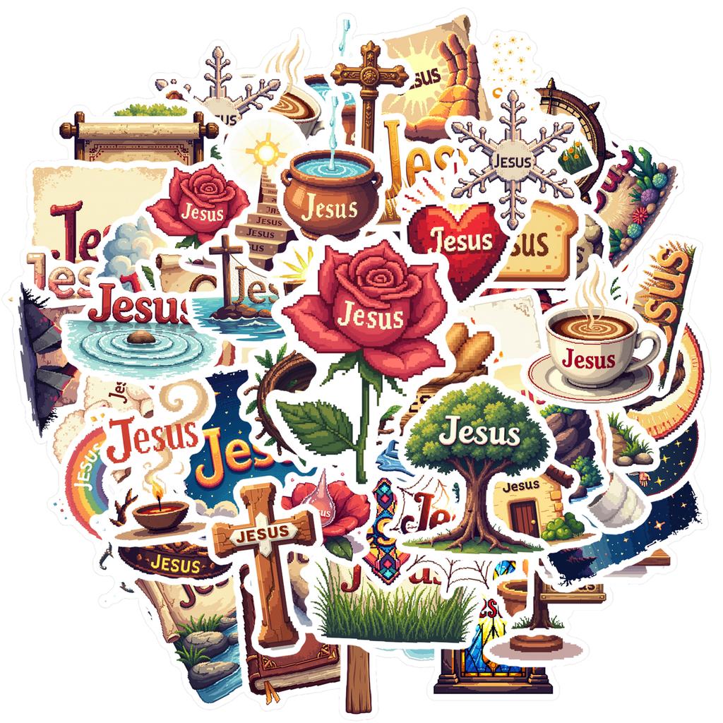 35pcs-70pcs Spirituality Stickers Iconic Jesus Teacher Reward Stickers Religious Stickers For Notebook Luggage Mobile