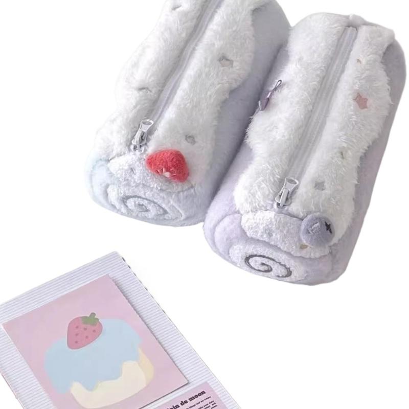 1 шт. Милый Кремовый Шוויцролл Мягкий Плюшевый Пенал на Молнии Большой Вместимости Школьника Сумка для Хранения Канцелярских Принадлежностей