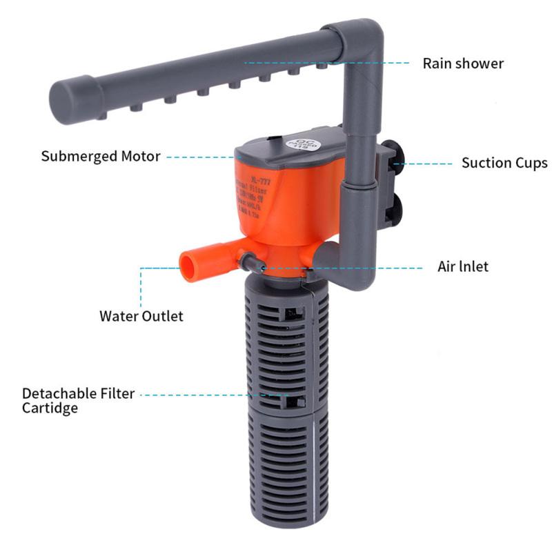 Горячий! Мини-фильтр 3-в-1 Встроенный воздушный насос Фильтр Подача кислорода Аквариум для рыбок Аксессуары