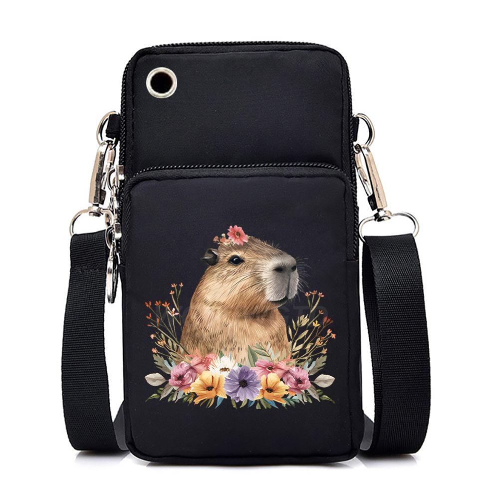 Многофункциональная вертикальная черная наплечная сумка с мультяшным принтом, повседневная, портативная сумка-мессенджер для мобильного телефона для мужчин и женщин