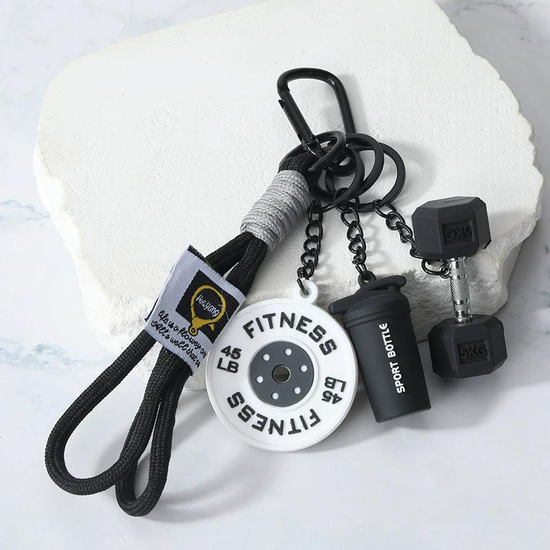 3DMini Dumbbell Fitness Kettle Keychain for Women Men Fashion Bag Pendant Fitness Enthusiast Athlete Bag Car Key Decoration Gift