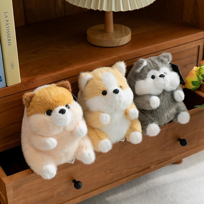 Soft Cute Ball Corgi Plush Toy Children Sleeping Husky Pillow Claw Machine Pomeranian Gift