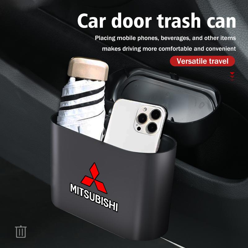 Small Car Trash Can With Lid Leak-proof Mini Accessories For Mitsubishi Outlander Lancer L200 ASX Pajero Grandis Eclipse
