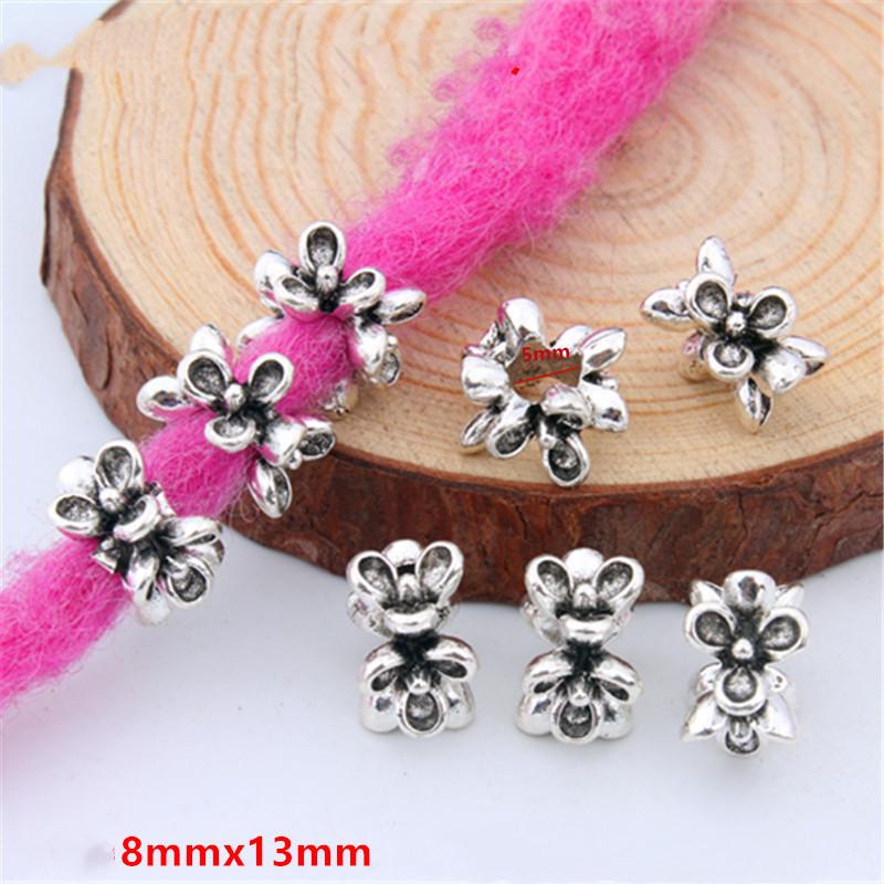 5pcs/bag Silver Metal Hair Rings Braid Dreadlocks Bead Hair Cuffs Dread Tube Charm Dreadlock for DIY Hair Accessaries