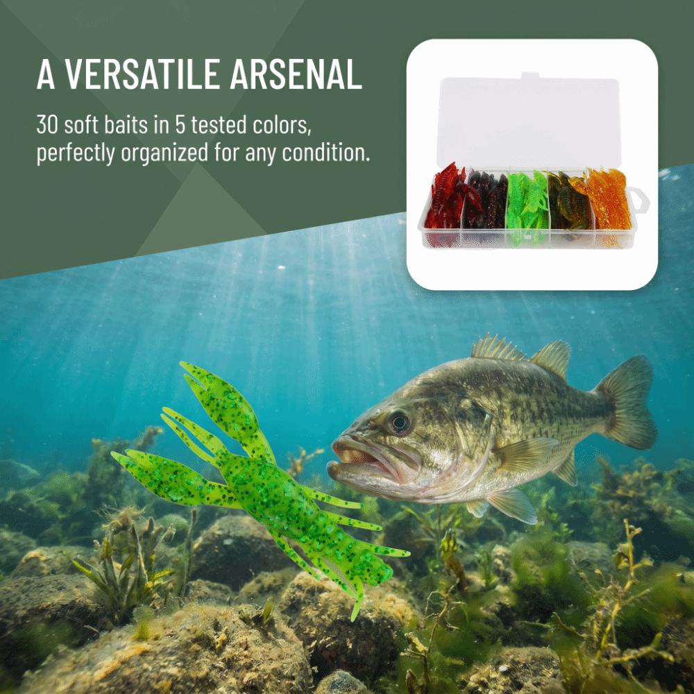 30PCS PVC Crawfish Fishing Baits Soft Fishing Lures Durable Crawfish Fishing Lures Bass Fishing