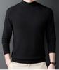 Men's 100% Cashmere Mid-Neck Black Sweater - Thickened Winter Base Layer