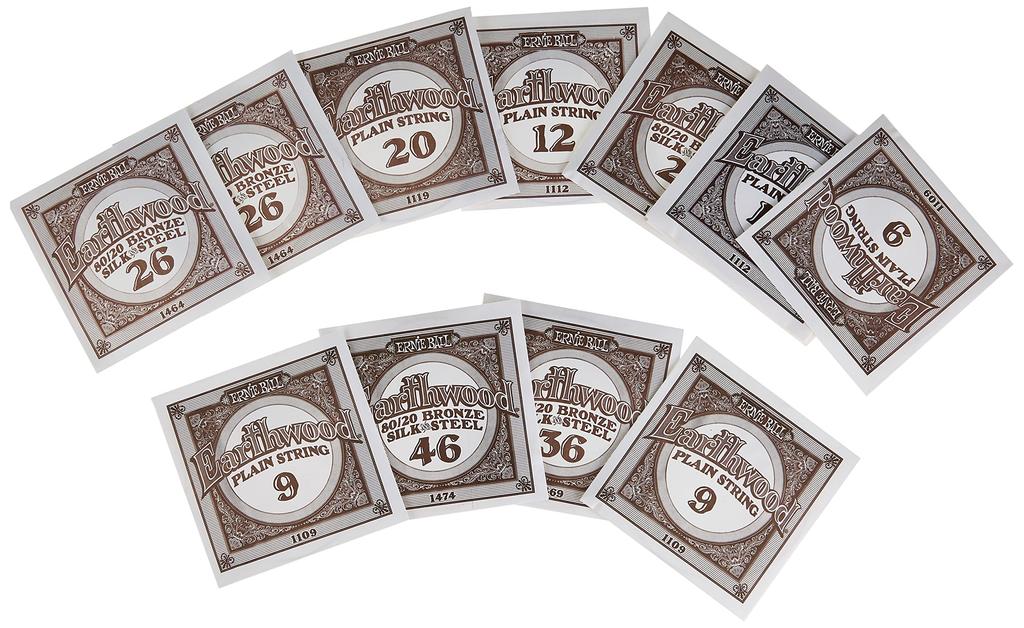 Струны для акустической гитары ERNIE BALL 2051, 12 струн, EARTHWOOD SILK STEEL BRONZE SOFT [Подлинный продукт] (09-46) 12-СТРУННАЯ И 80/20