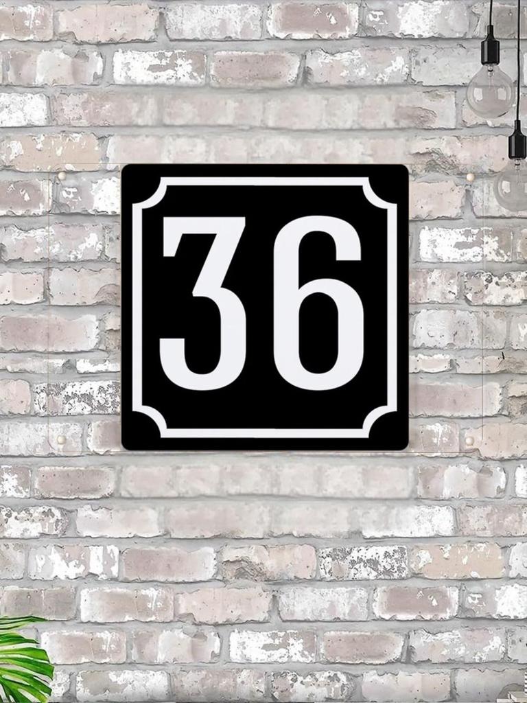 House Number X Classic Black Metal Sign 20x20cm, Modern Door Wall Decor