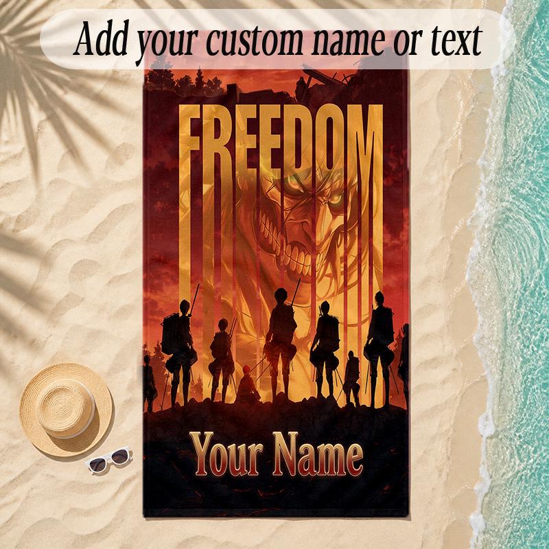 Beach TowelAttack on Titan Custom Name Text Personalized Soft Towel for Beach Pool Indoor Home Decor Gift