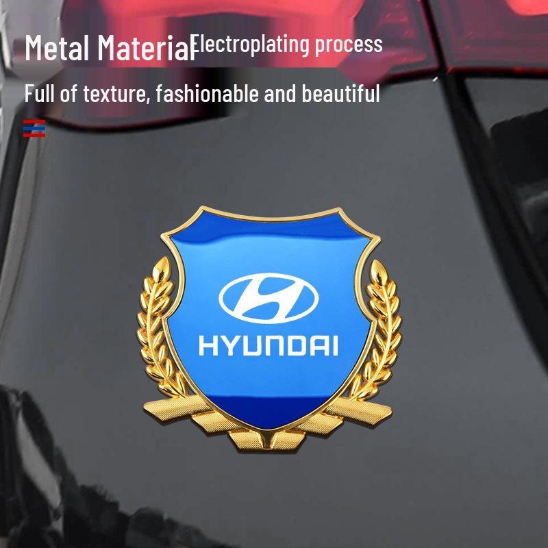 Metal Wheat Ear Side Emblem Sticker for ix35, Mingtu, Shengda, Elantra, Fiesta, Yue Dong, and Yue Na Cars