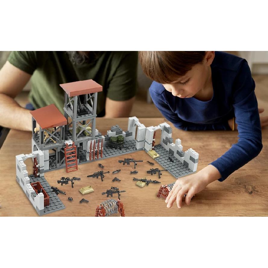 WW2 Army Military Base Model Building Kits Boys Toys Military Mini Army Supplies Guns Building Blocks Sets
