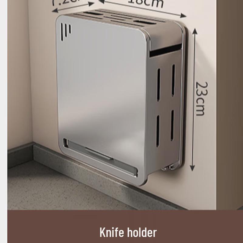 Yooshu No-Drill Wall-Mounted Kitchen Storage Rack with Knife Holder