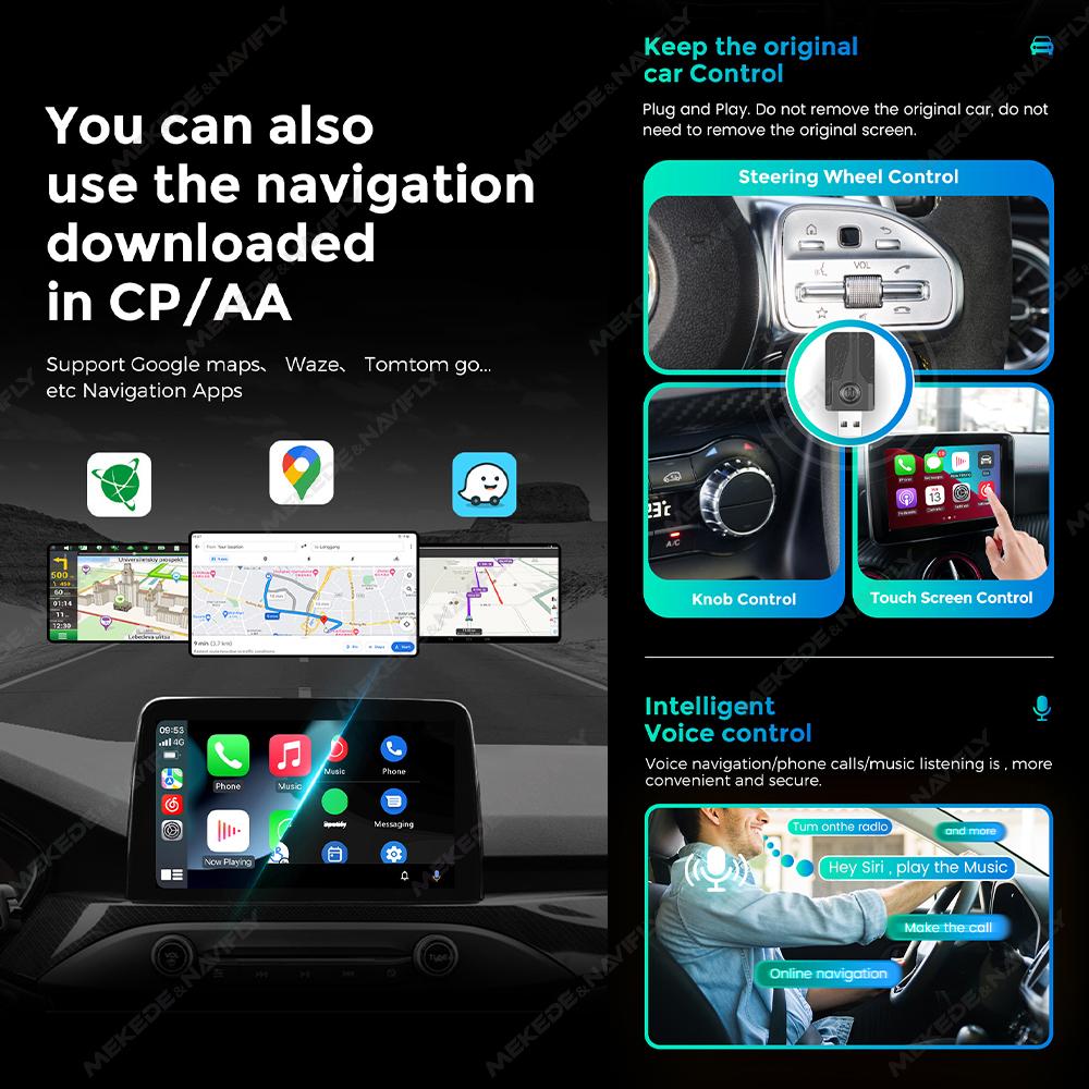 Проводной беспроводной адаптер CarPlay для Android Auto Wireless Smart Mini Box USB Plug And Play WiFi Автоматическое подключение для универсального